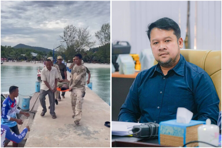 អ្នកឧកញ៉ា ទៀ វិចិត្រ បញ្ជូនអូប័រល្បឿនលឿន​ ទៅកោះរ៉ុង ជួយយកទាហានជេីងទឹកម្នាក់ មកសង្គ្រោះនៅមន្ទីរពេទ្យបង្អែកខេត្ត​ ក្រោយត្រូវឱម៉ាល់ទិច