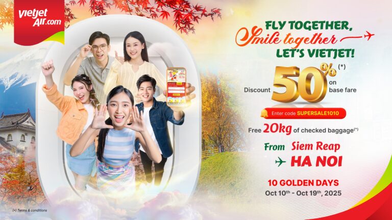 ក្រុមហ៊ុន Vietjet​ ផ្តល់ជូនប្រូម៉ូសិនបញ្ចុះតម្លៃសំបុត្រដ៏ធំបំផុតប្រចាំឆ្នាំ រយៈពេល១០ថ្ងៃ