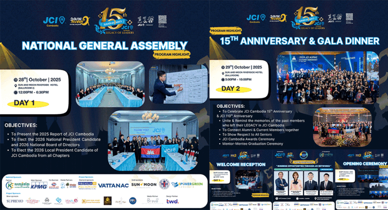 ពិធីប្រារព្ធខួប ១៥ ឆ្នាំនៃរបស់សភាយុវពាណិជ្ជករ អន្តរជាតិកម្ពុជា